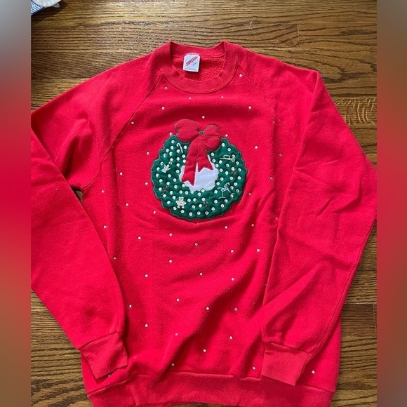 Jerzees Tops - Vintage Holiday Sweatshirt - Bedazzled***